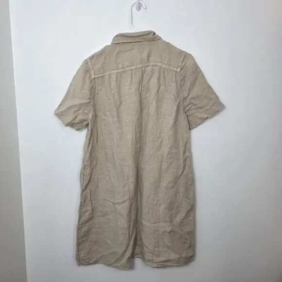 Sundance‎ Tan 100% Linen Safari Outdoor Button Up Harper Mini Shirt Dress Size S - Picture 8 of 9